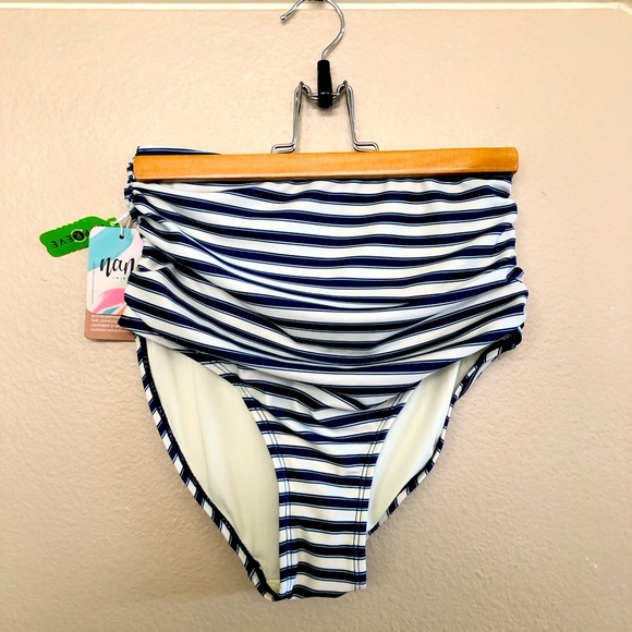 Nani Woman’s Coastal Stripe Rouge 
High-Waisted Bikini Bottom Size XS - Picture 1 of 11